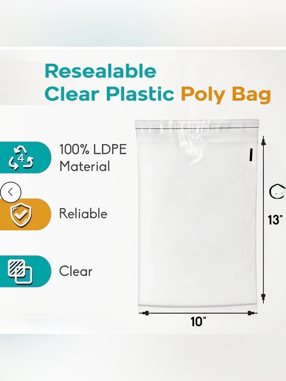 Resealable Clear Poly Mailers 10” x 13” - Set of 25